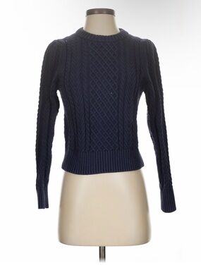 J. Crew Navy Cable-Knit Crewneck Sweater